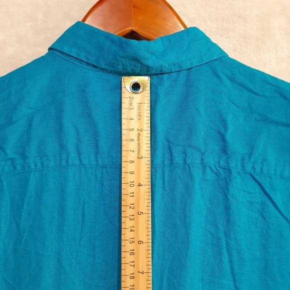 Stone + Stone Mens Short Sleeve Button Shirt Sz.M/Blue/Linen-Cotton - Picture 7 of 8